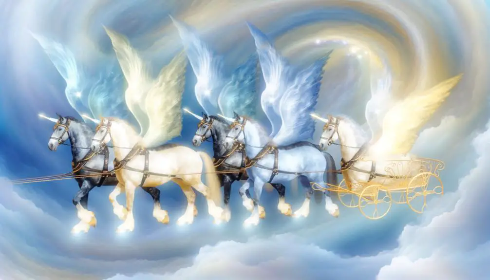 angels guiding celestial chariots