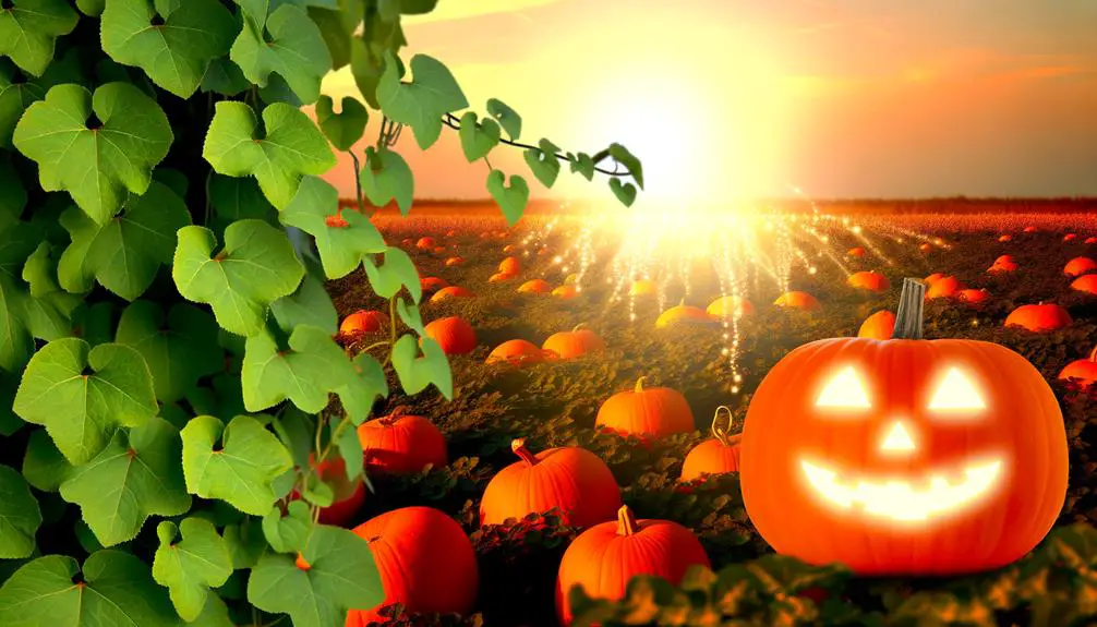 glowing pumpkins illuminate field